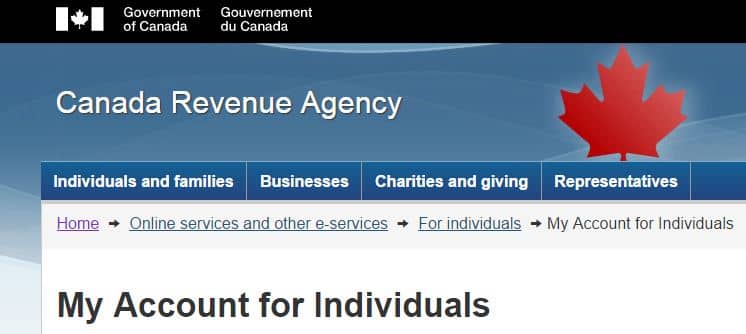 My Account, the Canada Revenue Agency’s secure portal